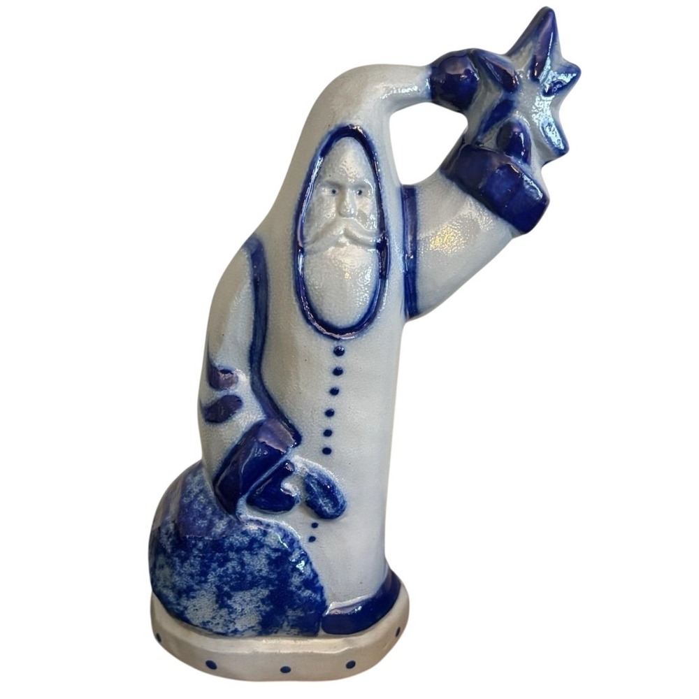 Eldreth Pottery 1990 Santa Claus Stoneware‎ Figurine 10" with Salt Glaze
